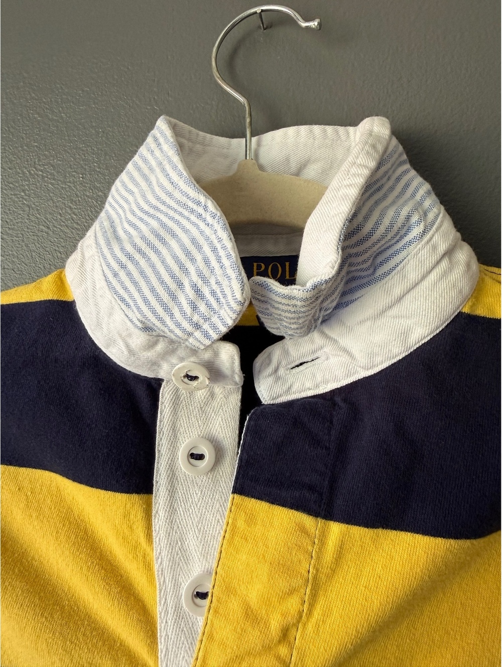 Polo Ralph Lauren Boys' Rugby Shirt Size S (8) Yellow and Navy Stripes